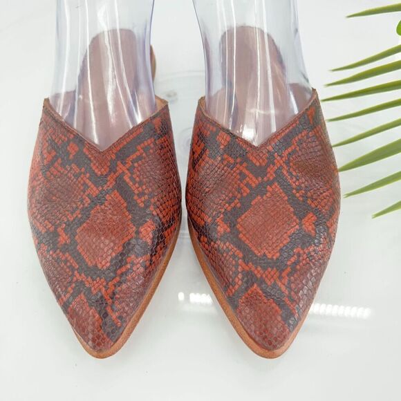 Madewell Women's The Emilia Mule Size 6.5 Slip On Pointed Flat Shoe Comfy Snake - Picture 2 of 11